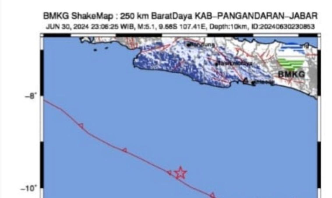 Gempa Bumi Berkekuatan 5,1 SR Di Pangandaran, Jawa Barat